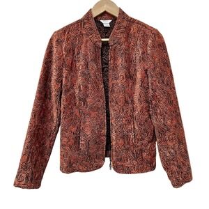 Christopher & Banks‎ Floral Tapestry Jacket Blazer Copper Small S